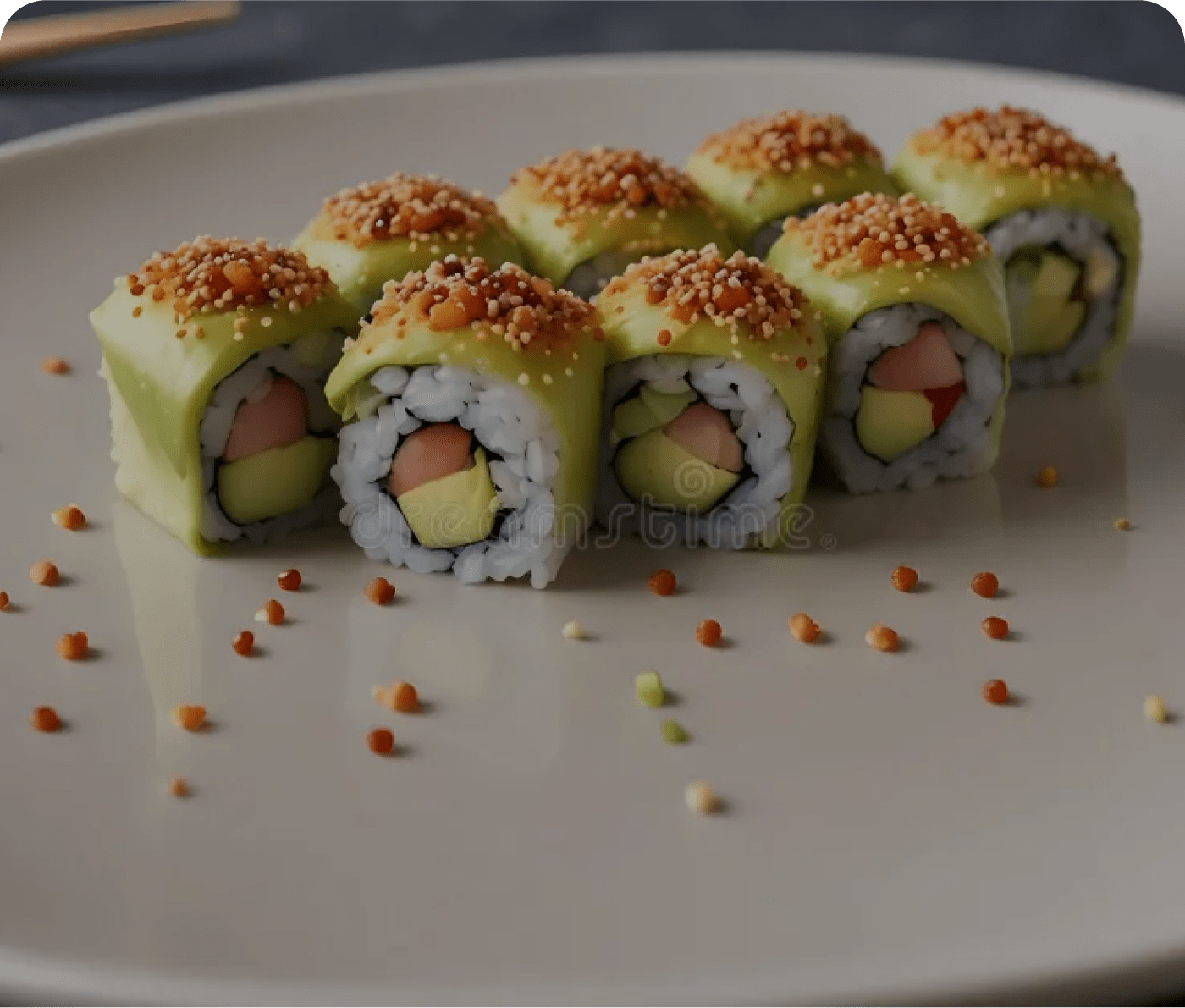 Sake Avocado Inside-Outside Roll